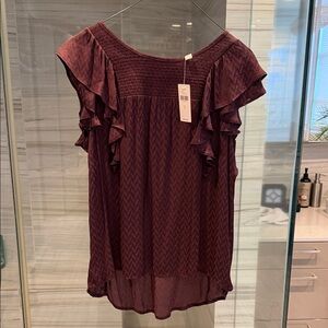 Anthropologie Plum Ruffled Blouse